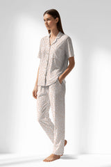 Woman Polyviscon Vanilla Buttoned Pyjama Set - ROTASYON - Image 2