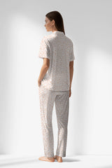 Woman Polyviscon Vanilla Buttoned Pyjama Set - ROTASYON - Image 3