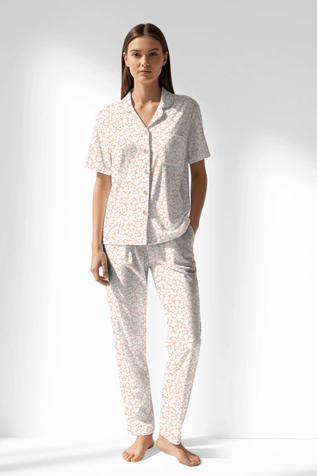 Woman Polyviscon Vanilla Buttoned Pyjama Set - ROTASYON - Image 1