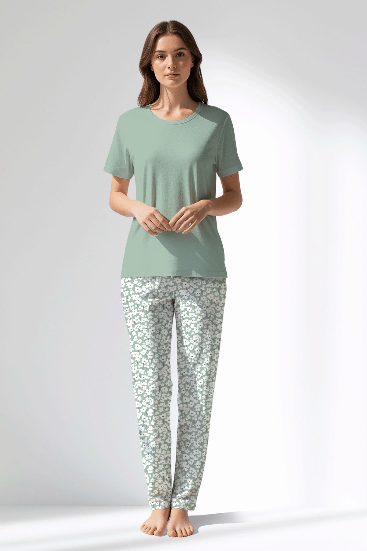 Woman Polyviscon Vanilla Pyjama Set - B-AQUA FOAM - Image 1