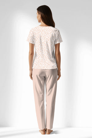 Woman Polyviscon Vanilla Buttoned Collar Pyjama Set - ROTASYON - Image 3