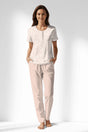 Woman Polyviscon Vanilla Buttoned Collar Pyjama Set - ROTASYON - Image 1