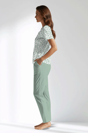 Woman Polyviscon Vanilla Buttoned Collar Pyjama Set - B-ROTASYON - Image 2