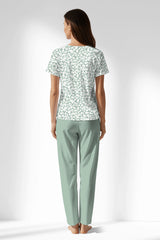 Woman Polyviscon Vanilla Buttoned Collar Pyjama Set - B-ROTASYON - Image 3