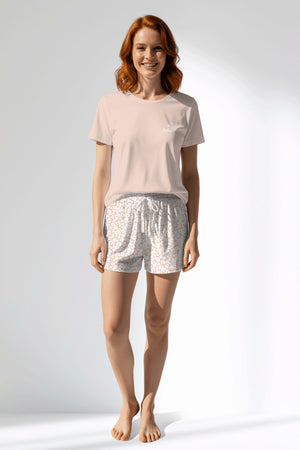 Woman Polyviscon Vanilla Short Set - SOFT PINK - Image 1