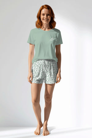 Woman Polyviscon Vanilla Short Set - B-AQUA FOAM - Image 1