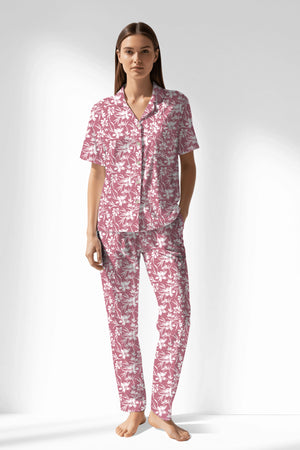 Woman Polyviscon Affection Buttoned Pyjama Set - ROTASYON - Image 1