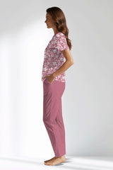 Woman Polyviscon Affection Buttoned Collar Pyjama Set - ROTASYON - Image 2