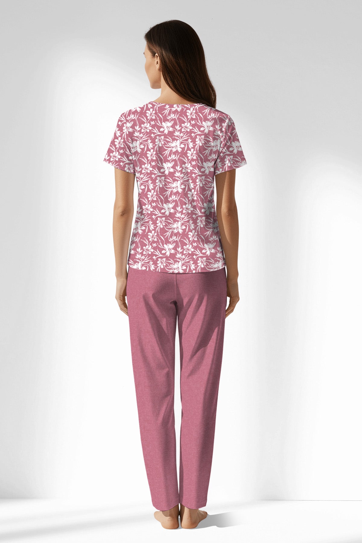 Woman Polyviscon Affection Buttoned Collar Pyjama Set - ROTASYON - Image 3