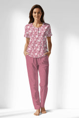 Woman Polyviscon Affection Buttoned Collar Pyjama Set - ROTASYON - Image 1
