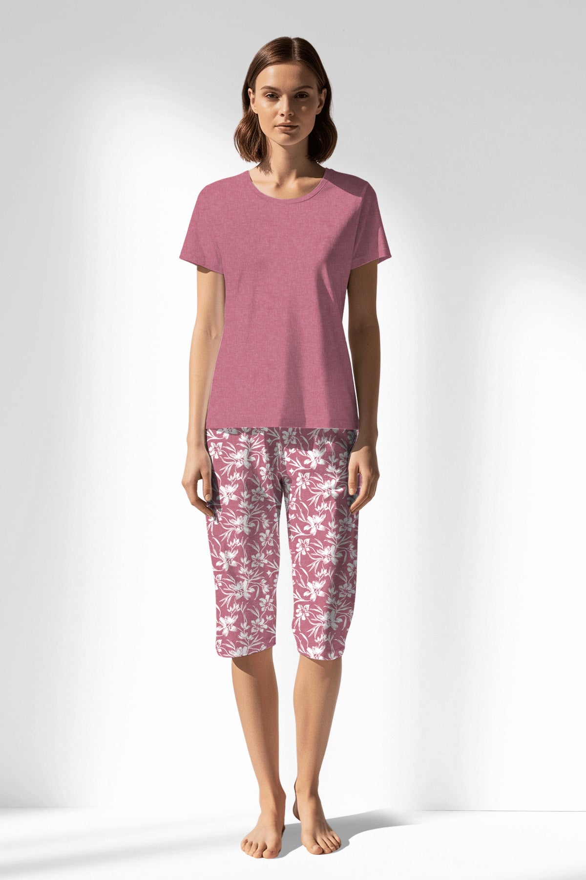 Woman Polyviscon Affection Capri Set - WILD ROSE - Image 3
