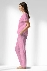 Woman Polyviscon TrueBliss Drop Collar Pyjama Set - PINK - Image 2
