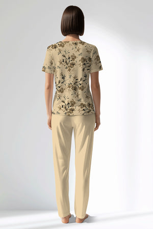 Woman Polyviscon Fleuron Pocket Detail Pyjama Set - ROTASYON - Image 3