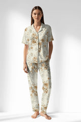 Woman Polyviscon Magnolia Buttoned Pyjama Set - ROTASYON - Image 1