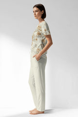 Woman Polyviscon Magnolia Pocket Detail Pyjama Set - ROTASYON - Image 2