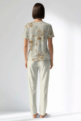 Woman Polyviscon Magnolia Pocket Detail Pyjama Set - ROTASYON - Image 3