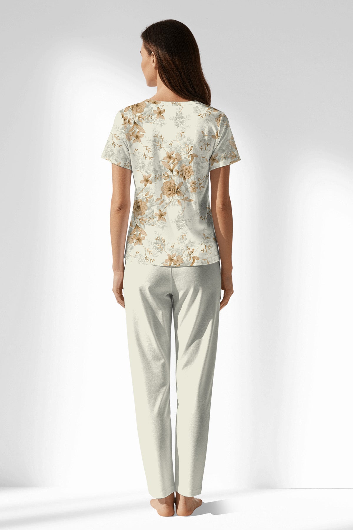 Woman Polyviscon Magnolia Buttoned Collar Pyjama Set - ROTASYON - Image 3