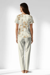 Woman Polyviscon Magnolia Buttoned Collar Pyjama Set - ROTASYON - Image 3