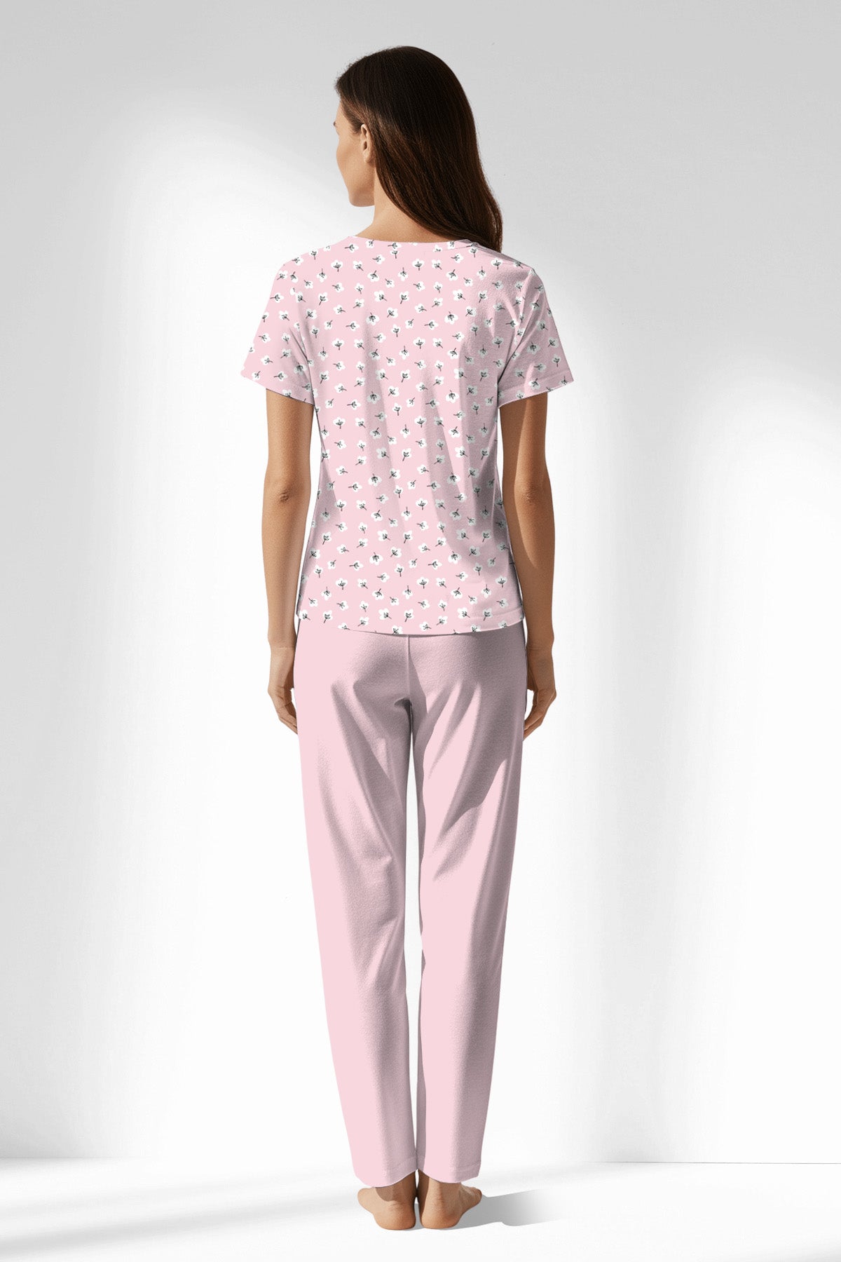 Woman Polyviscon Cloud Buttoned Collar Pyjama Set - ROTASYON - Image 3