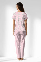 Woman Polyviscon Cloud Buttoned Collar Pyjama Set - ROTASYON - Image 3