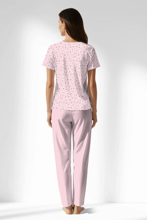 Woman Polyviscon Cloud Buttoned Collar Pyjama Set - ROTASYON - Image 3