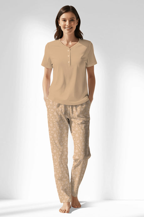 Woman Polyviscon SoftEcho Drop Collar Pyjama Set - 14-1122 - Image 1