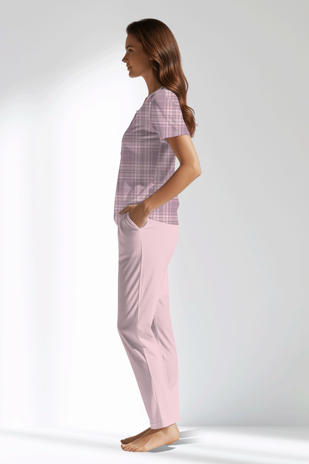 Woman Polyviscon TidyPatch Buttoned Collar Pyjama Set - ROTASYON - Image 2
