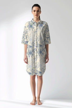 Woman Polyviscon Bluetile Shirt Tunic - ROTASYON - Image 1