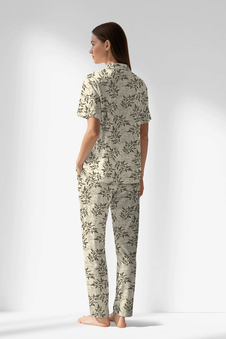 Woman Polyviscon DuskFlora Buttoned Pyjama Set - ROTASYON - Image 3