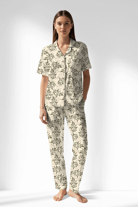 Woman Polyviscon DuskFlora Buttoned Pyjama Set - ROTASYON - Image 1