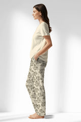 Woman Polyviscon DuskFlora Drop Collar Pyjama Set - METRAJ ZEMIN - Image 2