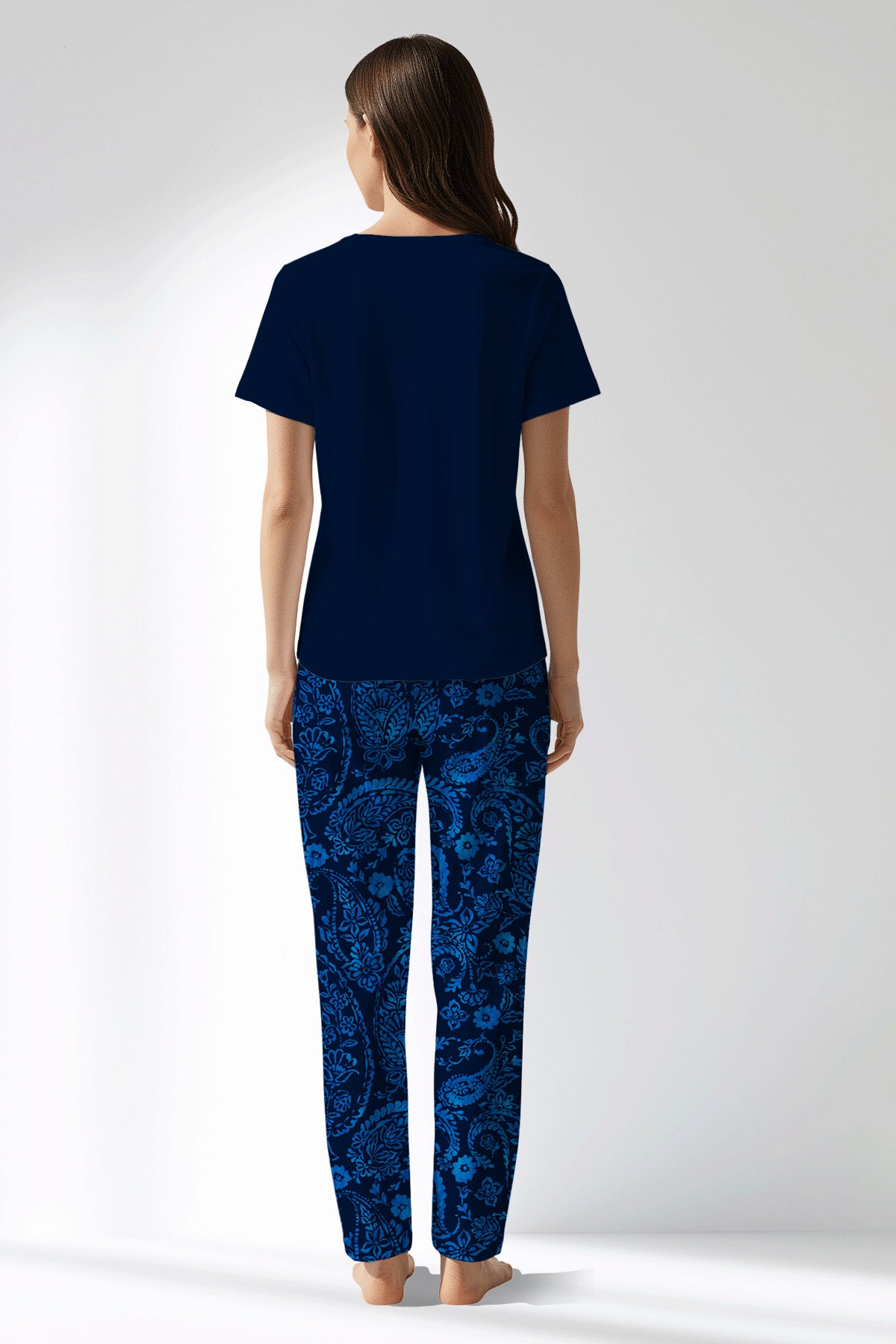 Woman Polyviscon Petarel Drop Collar Pyjama Set - METRAJ ZEMIN - Image 3