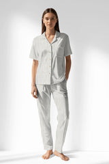 Woman Polyviscon InkWave Buttoned Pyjama Set - ROTASYON - Image 1