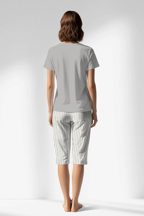 Woman Polyviscon InkWave Capri Set - METRAJ GRI - Image 1