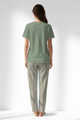 Woman Polyviscon LineFlow Pyjama Set - METRAJ YEŞİL - Image 3