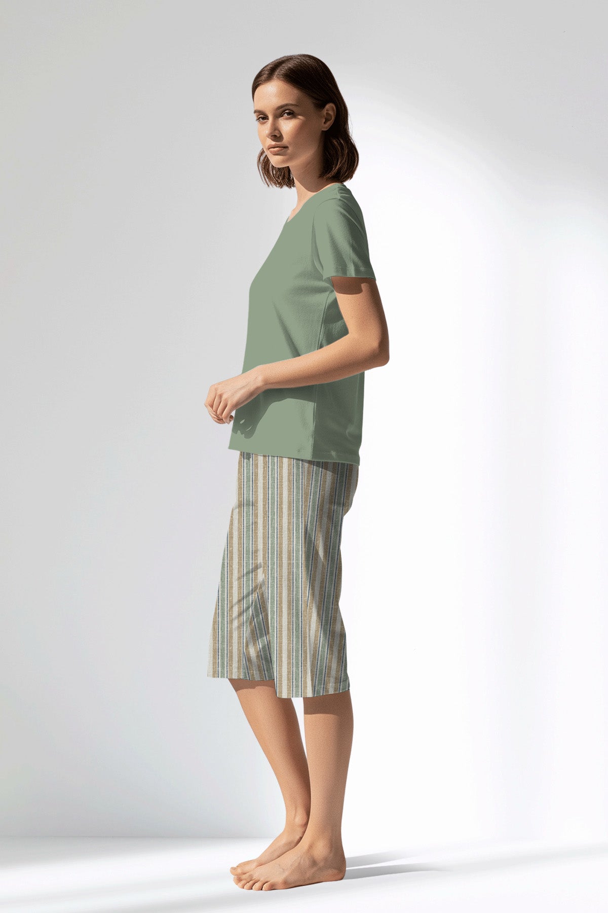 Woman Polyviscon LineFlow Capri Set - METRAJ YEŞİL - Image 2