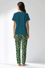 Woman Polyviscon Sunrise Drop Collar Pyjama Set - 19-4526 - Image 3