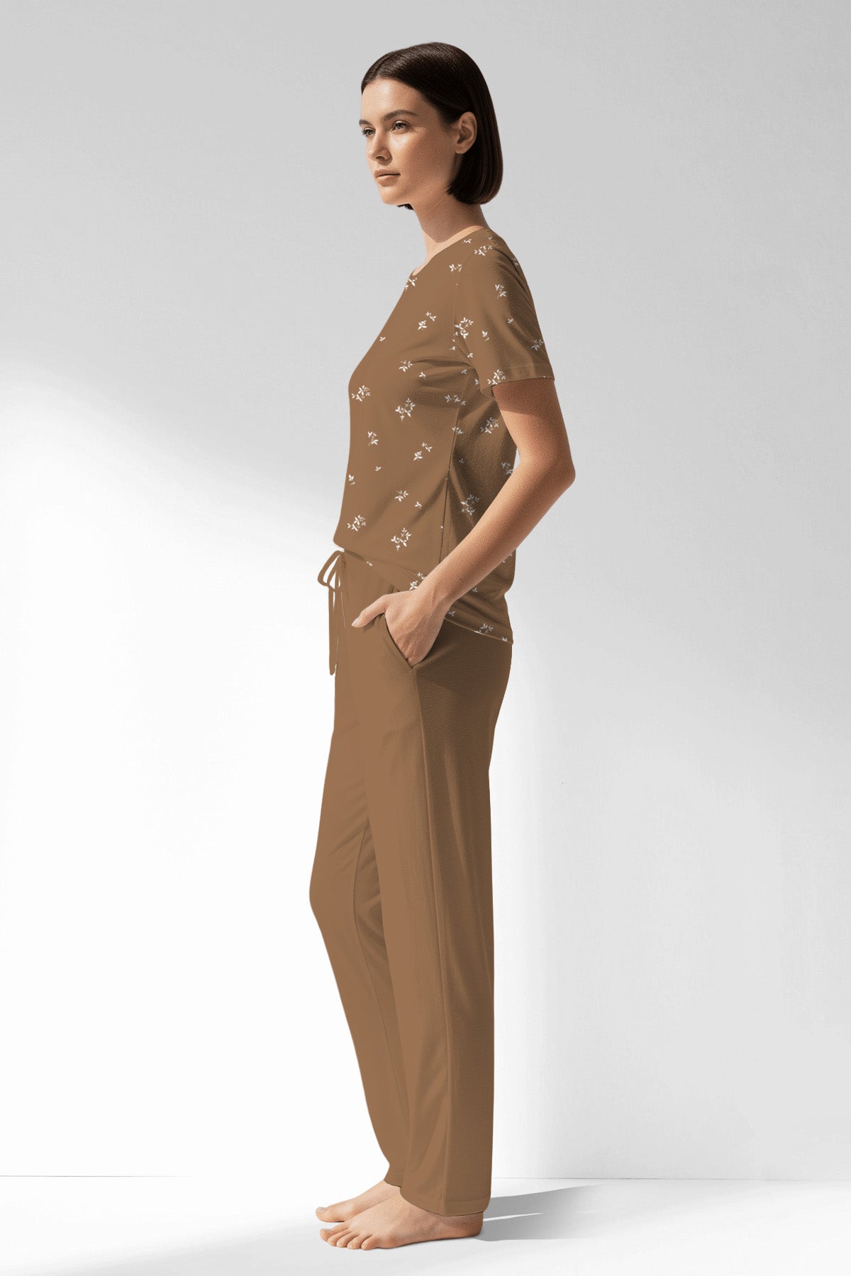 Woman Polyviscon Arlisse Pocket Detail Pyjama Set - ROTASYON - Image 2