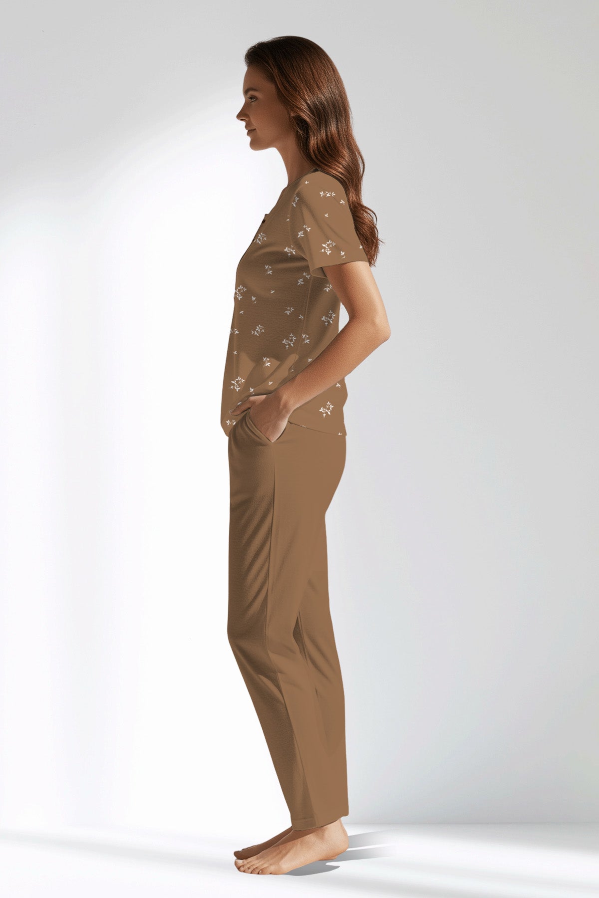 Woman Polyviscon Arlisse Buttoned Collar Pyjama Set - ROTASYON - Image 2