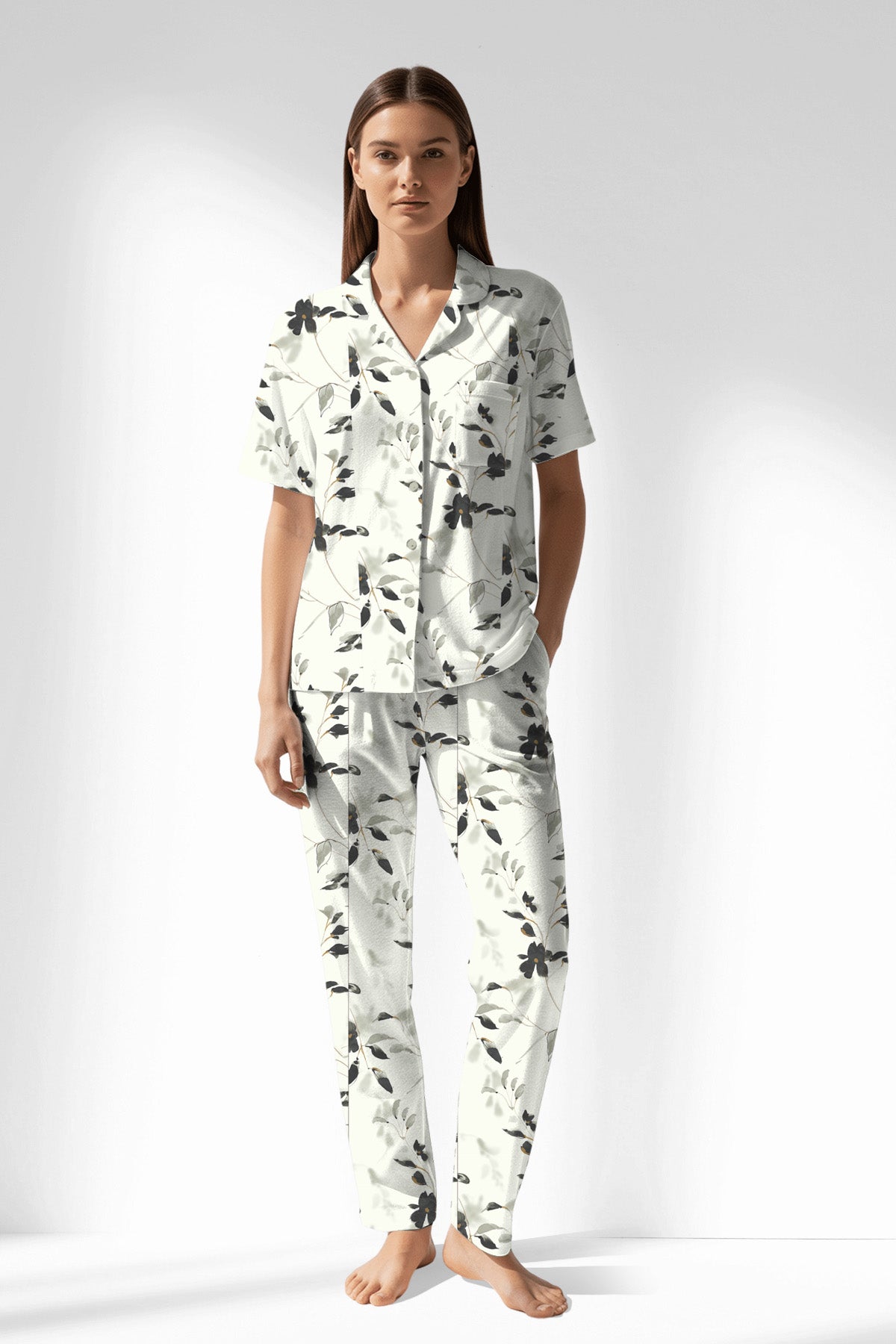 Woman Polyviscon Armonelle Buttoned Pyjama Set - ROTASYON - Image 1