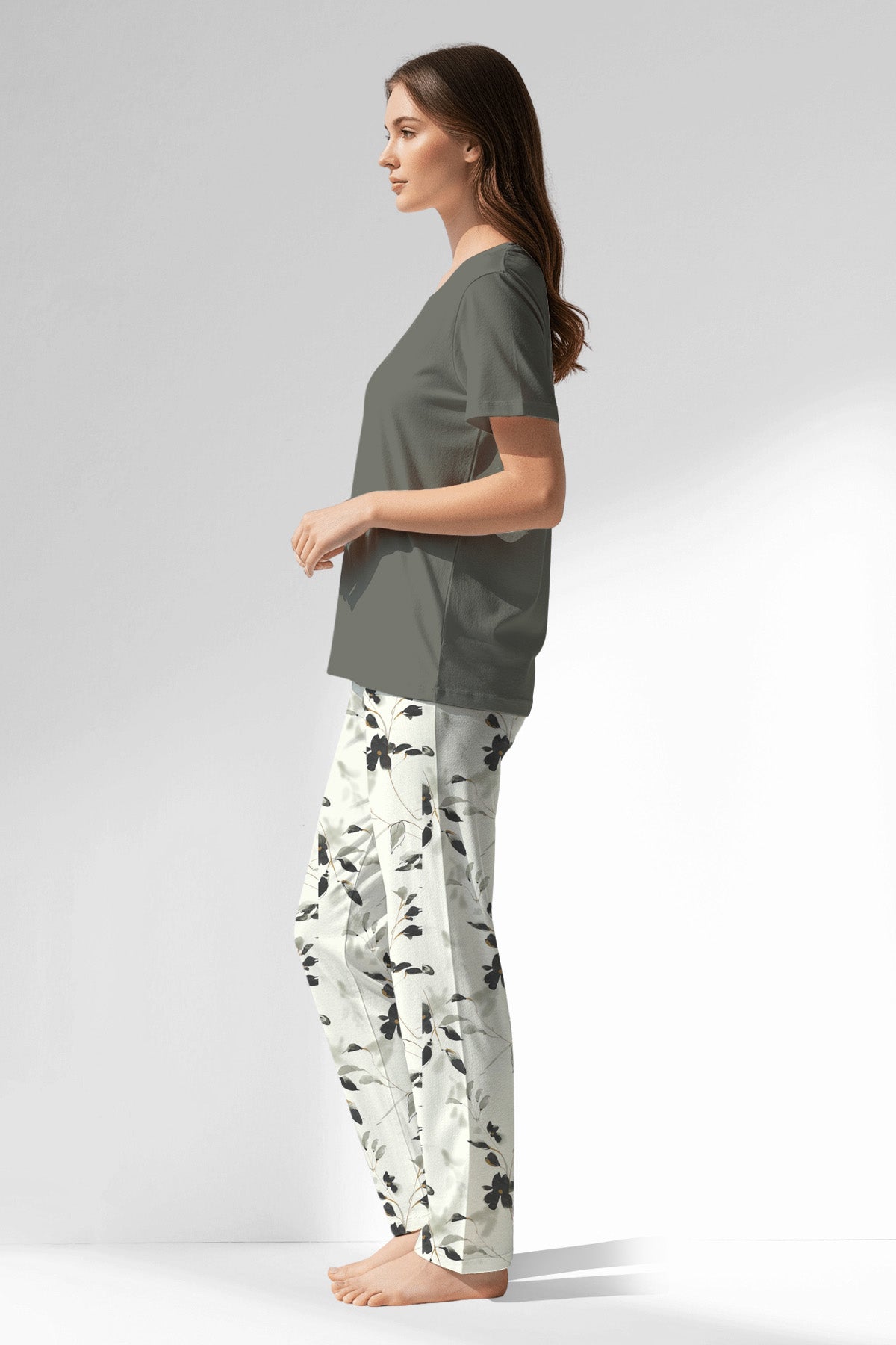 Woman Polyviscon Armonelle Pyjama Set - B-YAPRAK YEŞİL - Image 2