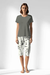 Woman Polyviscon Armonelle Capri Set - B-YAPRAK YEŞİL - Image 1