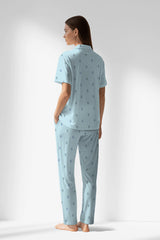 Woman Polyviscon Arvelin Buttoned Pyjama Set - ROTASYON - Image 3