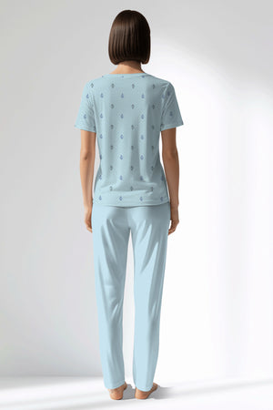 Woman Polyviscon Arvelin Pocket Detail Pyjama Set - ROTASYON - Image 3