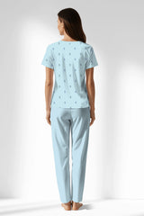 Woman Polyviscon Arvelin Buttoned Collar Pyjama Set - ROTASYON - Image 3