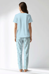 Woman Polyviscon Arvelin Drop Collar Pyjama Set - METRAJ ZEMIN - Image 3