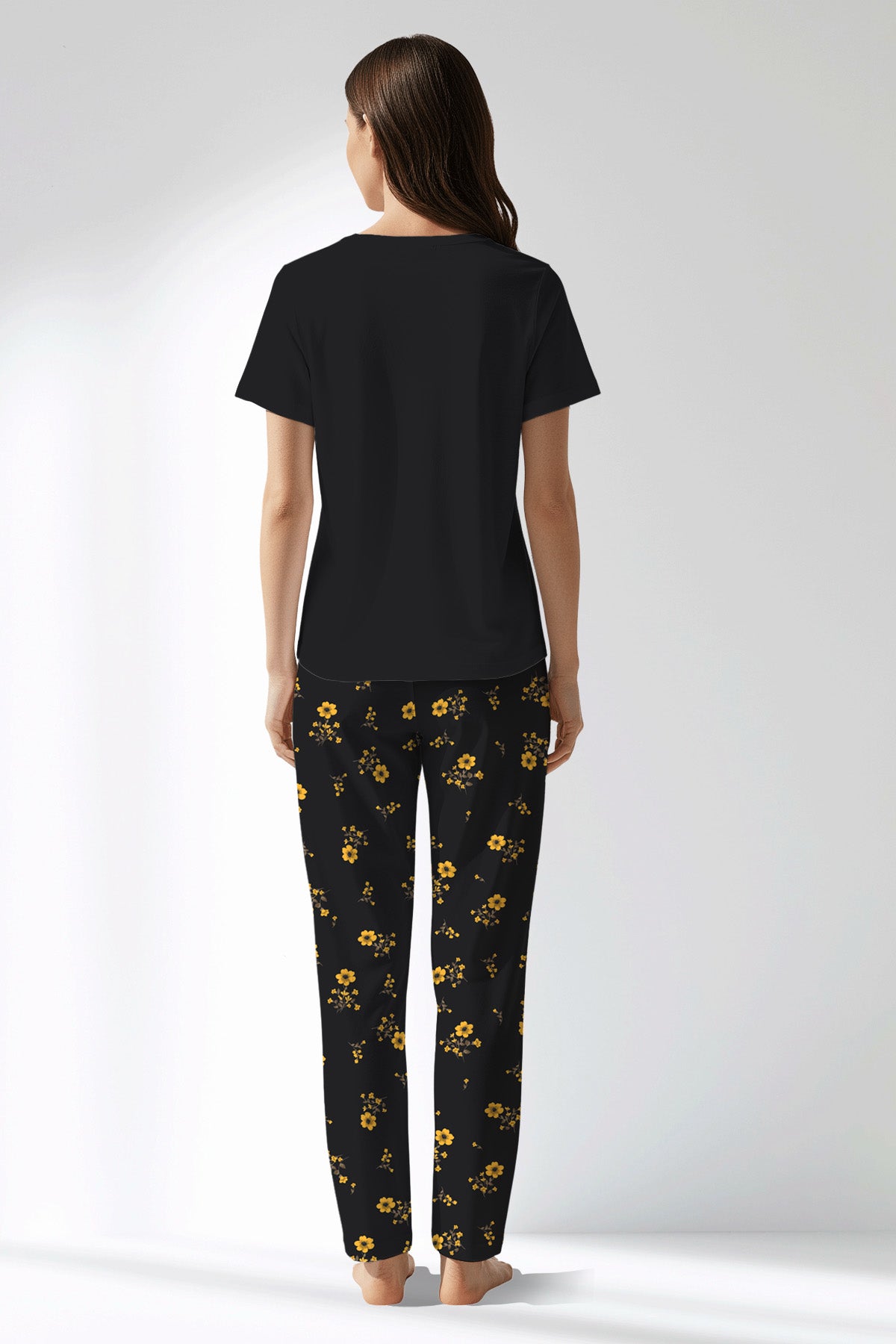 Woman Polyviscon Floryn Drop Collar Pyjama Set - METRAJ ZEMIN - Image 3