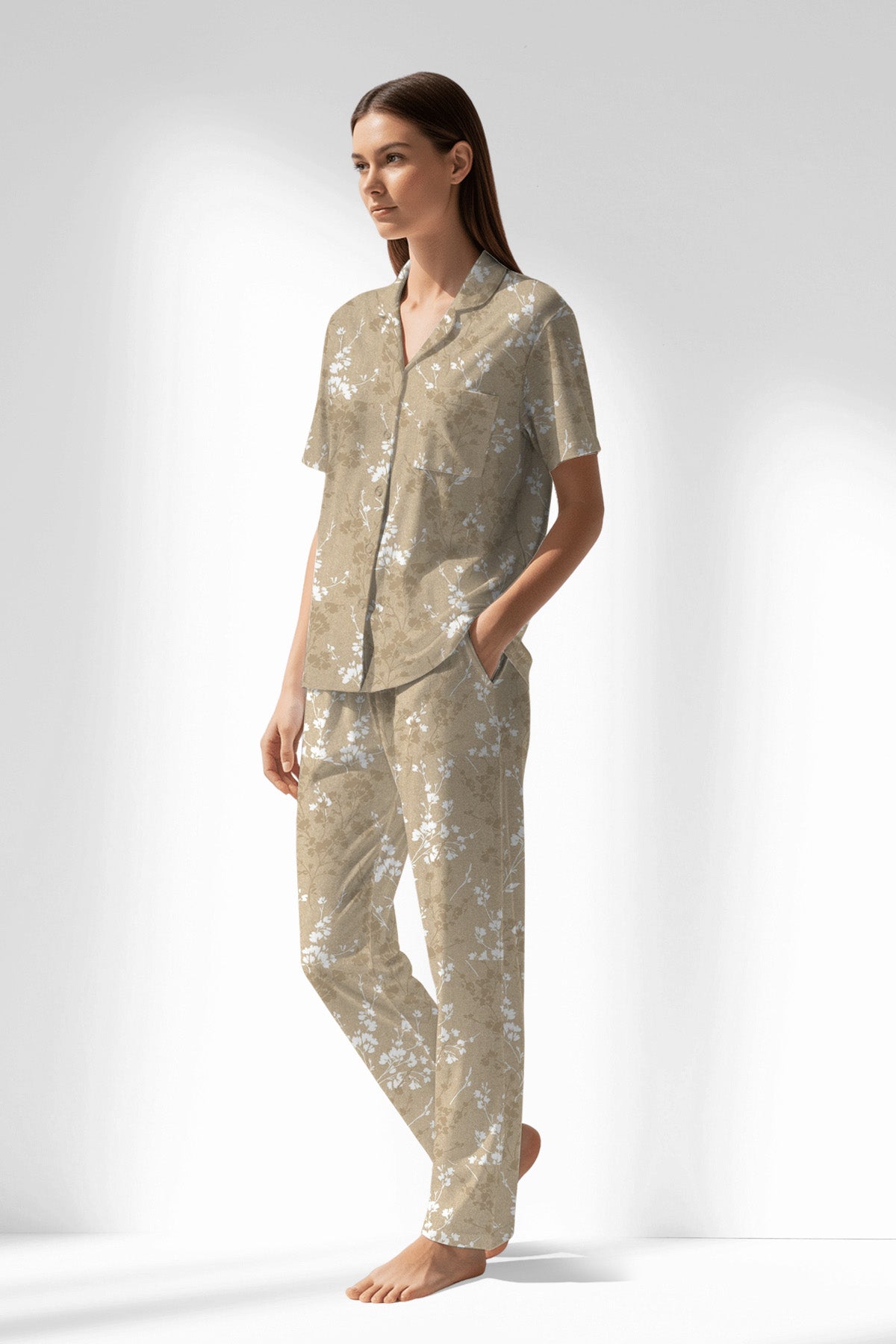 Woman Polyviscon Orlena Buttoned Pyjama Set - ROTASYON - Image 2