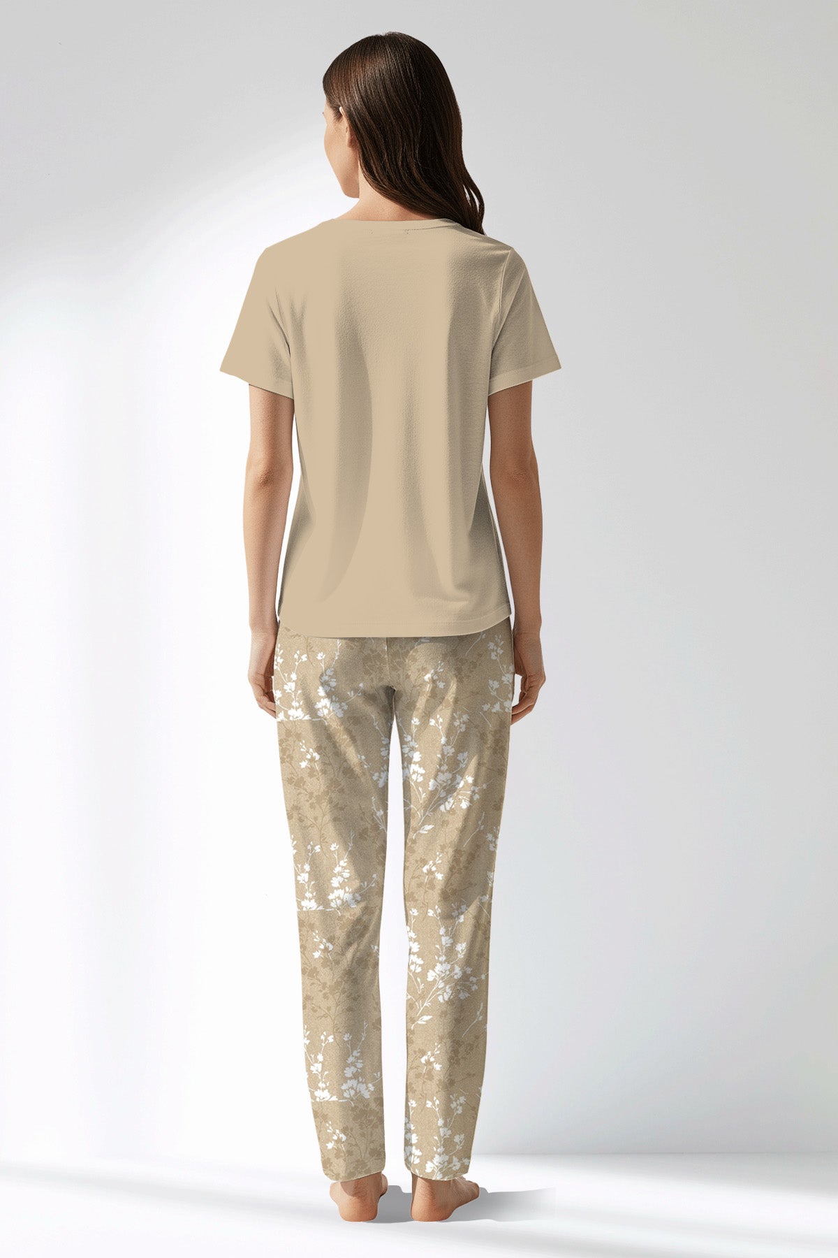 Woman Polyviscon Orlena Drop Collar Pyjama Set - METRAJ ZEMIN - Image 3