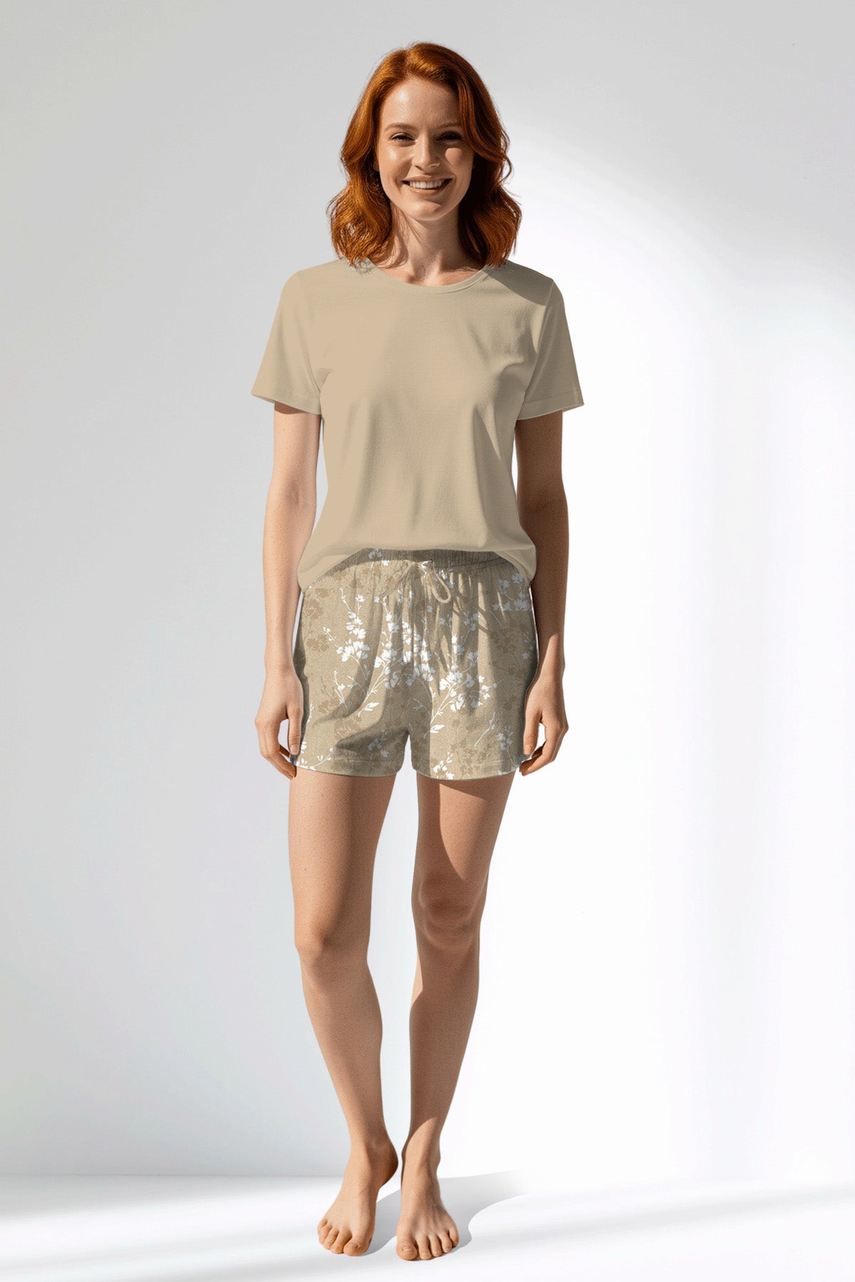 Woman Polyviscon Orlena Short Set - METRAJ ZEMIN - Image 1